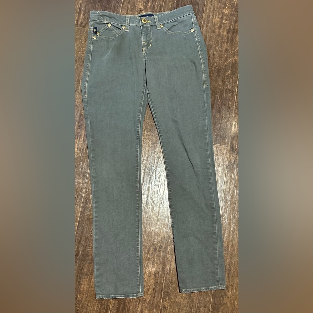 Rock & Republic Jeans Berlin Straight Leg Gray Gold Stitching Women’s 8M